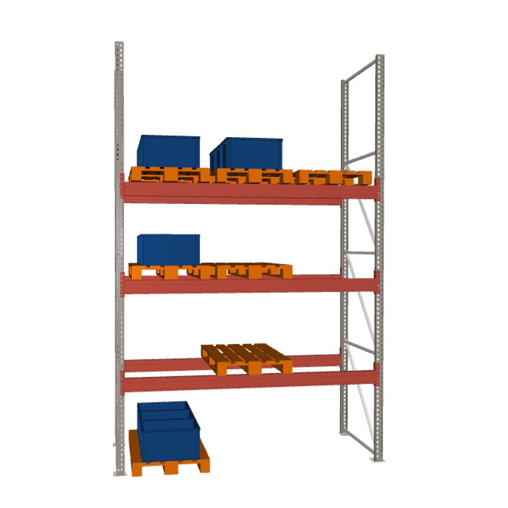 Product image: META MULTIPAL pallet rack, base unit, SL 12,480 kg, HxWxD 4,400 x 2,700 x 1,100 mm