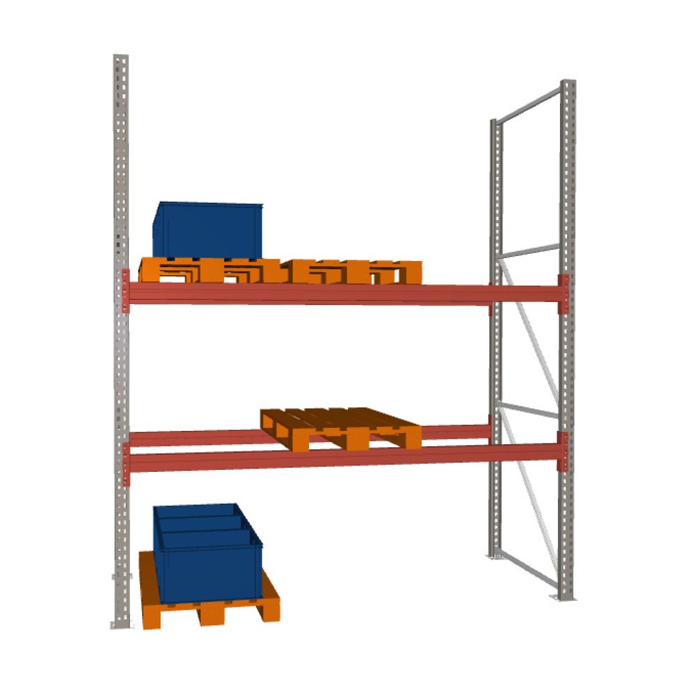 Product image: META MULTIPAL pallet rack, base unit, SL 4,700 kg, HxWxD 3,300 x 2,700 x 1,100 mm