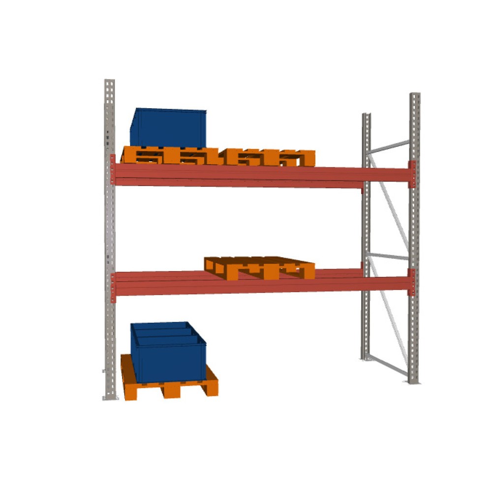 Product image: META MULTIPAL pallet rack, base unit, SL 5,940 kg, HxWxD 2,700 x 2,700 x 1,100 mm