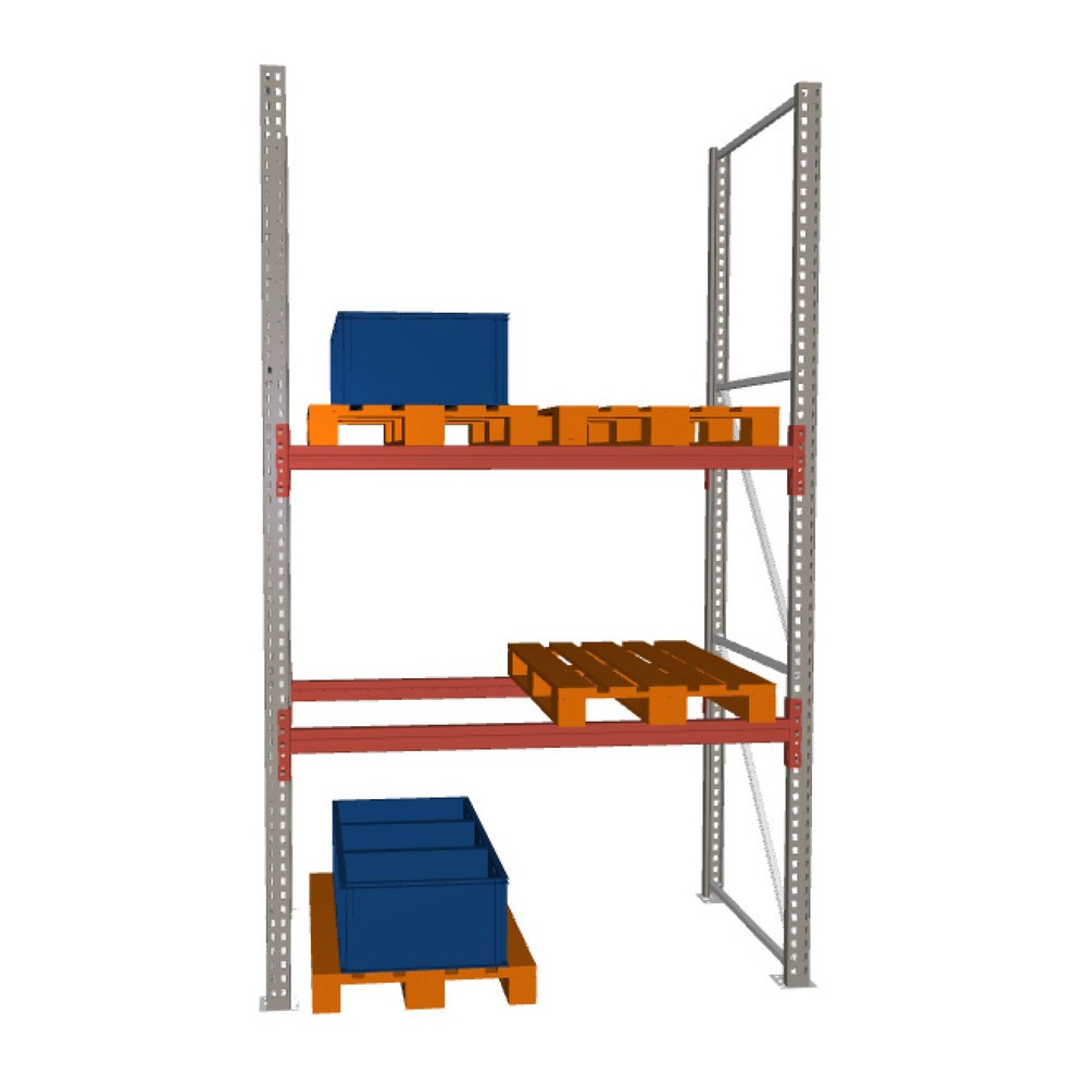 Product image: META MULTIPAL pallet rack, base unit, SL 4,420 kg, HxWxD 3,300 x 1,825 x 1,100 mm