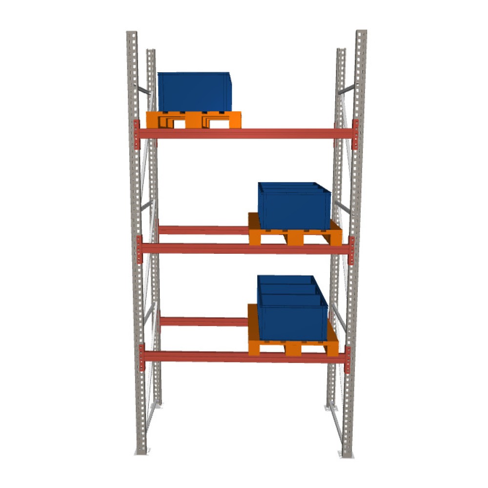 Product image: META MULTIPAL pallet rack, base unit, SL 6,600 kg, HxWxD 3,800 x 1,825 x 1,100 mm