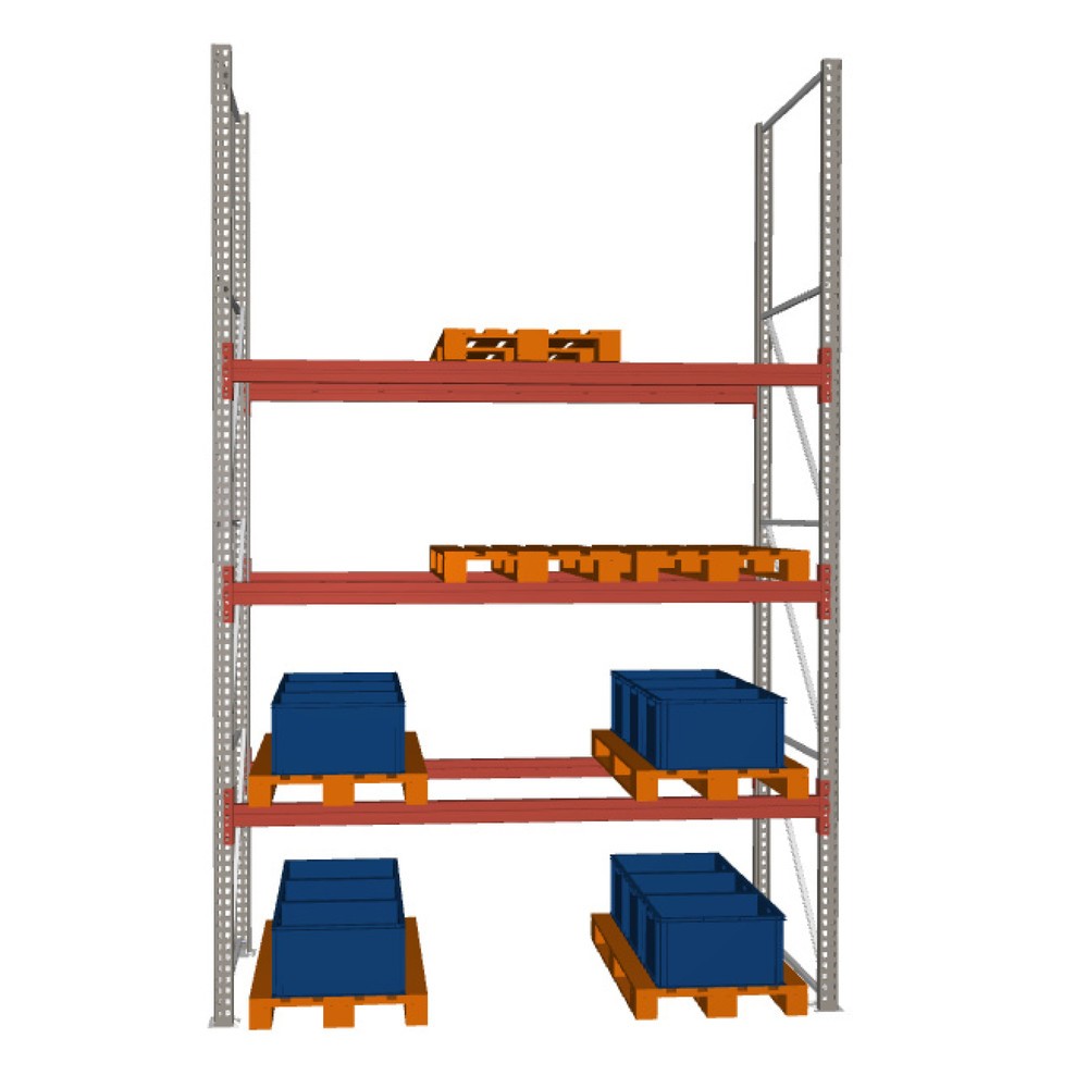 Product image: META MULTIPAL pallet rack, base unit, SL 4,440 kg, HxWxD 4,400 x 2,700 x 1,100 mm