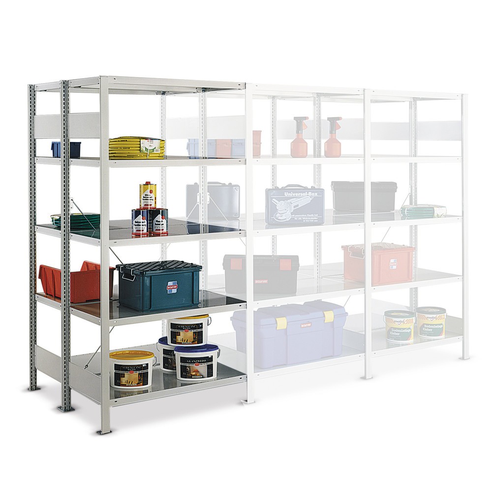 Product image: META shelf rack, AU, double-row, SL 230 kg, galvanised, HxWxD 3000 x 1000 x 600 (2x300) mm