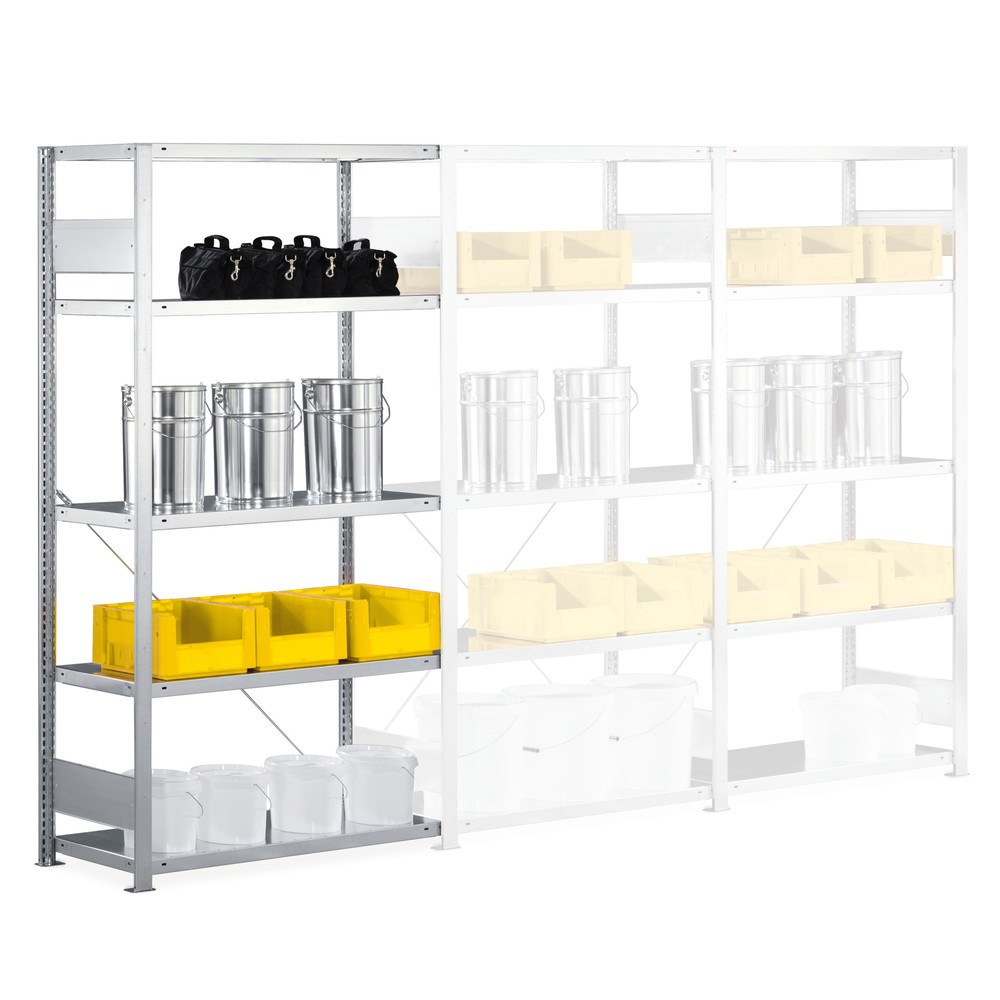 Product image: META shelf rack, AU, SL 230 kg, galvanised, HxWxD 3,000 x 1,300 x 600 mm