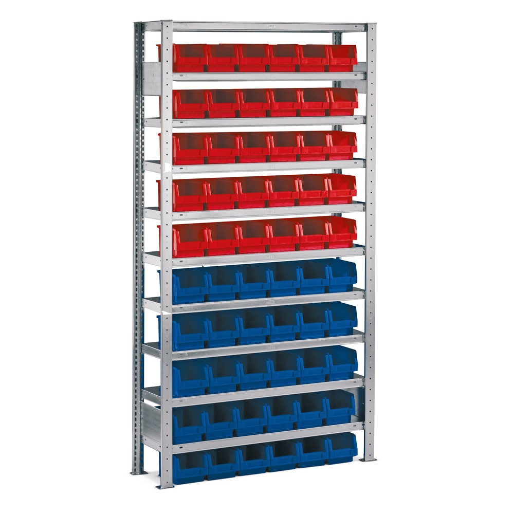 Produktabbildung Nr. 1: META shelf rack, BU, with open-fronted storage bins, SL 100 kg, 60 bins, HxWxD 2000 x 1000 x 300 mm