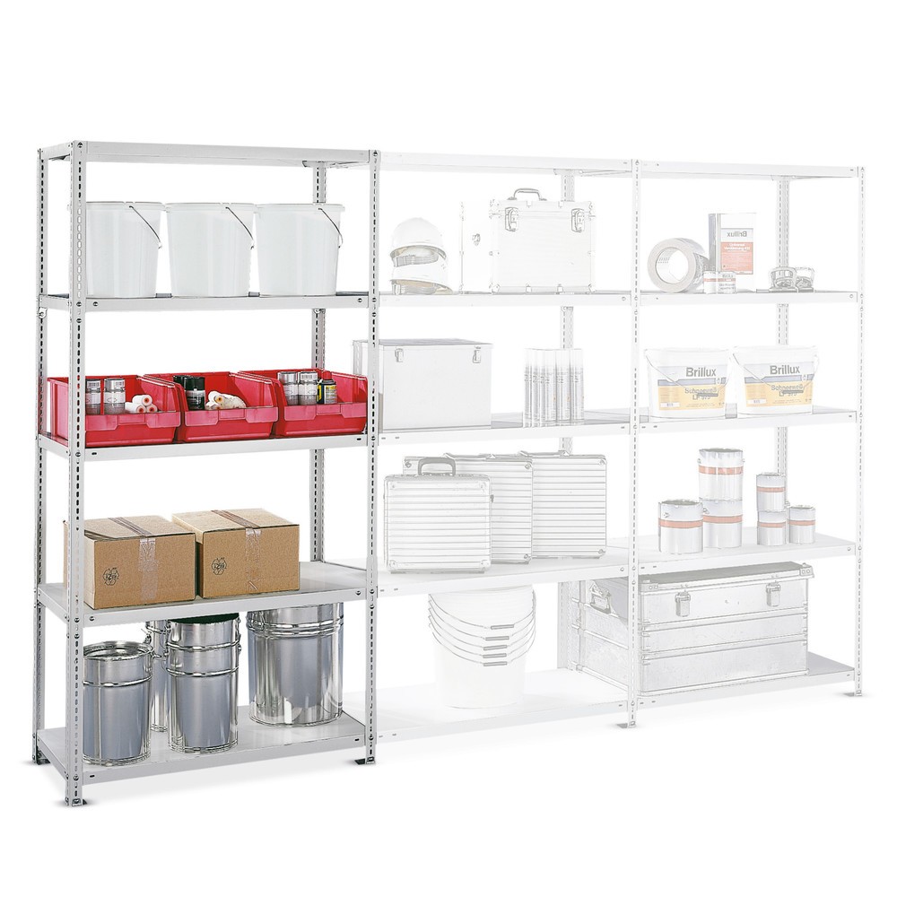 Product image: META shelf rack, bolted, AU, SL 100 kg, galvanised, HxWxD 2,000 x 1,000 x 500 mm