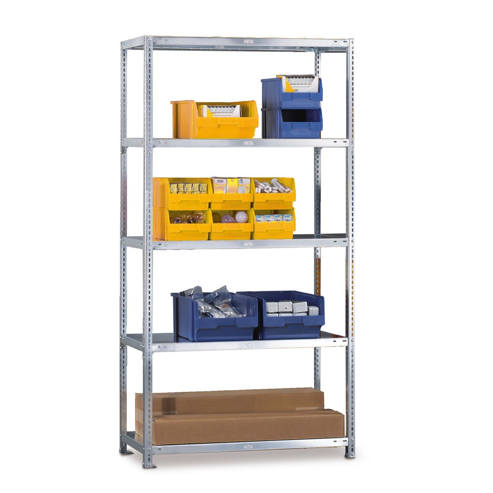 Product image: META shelf rack, bolted, BU, SL 80 kg, galvanised, HxWxD 2,000 x 1,000 x 400 mm
