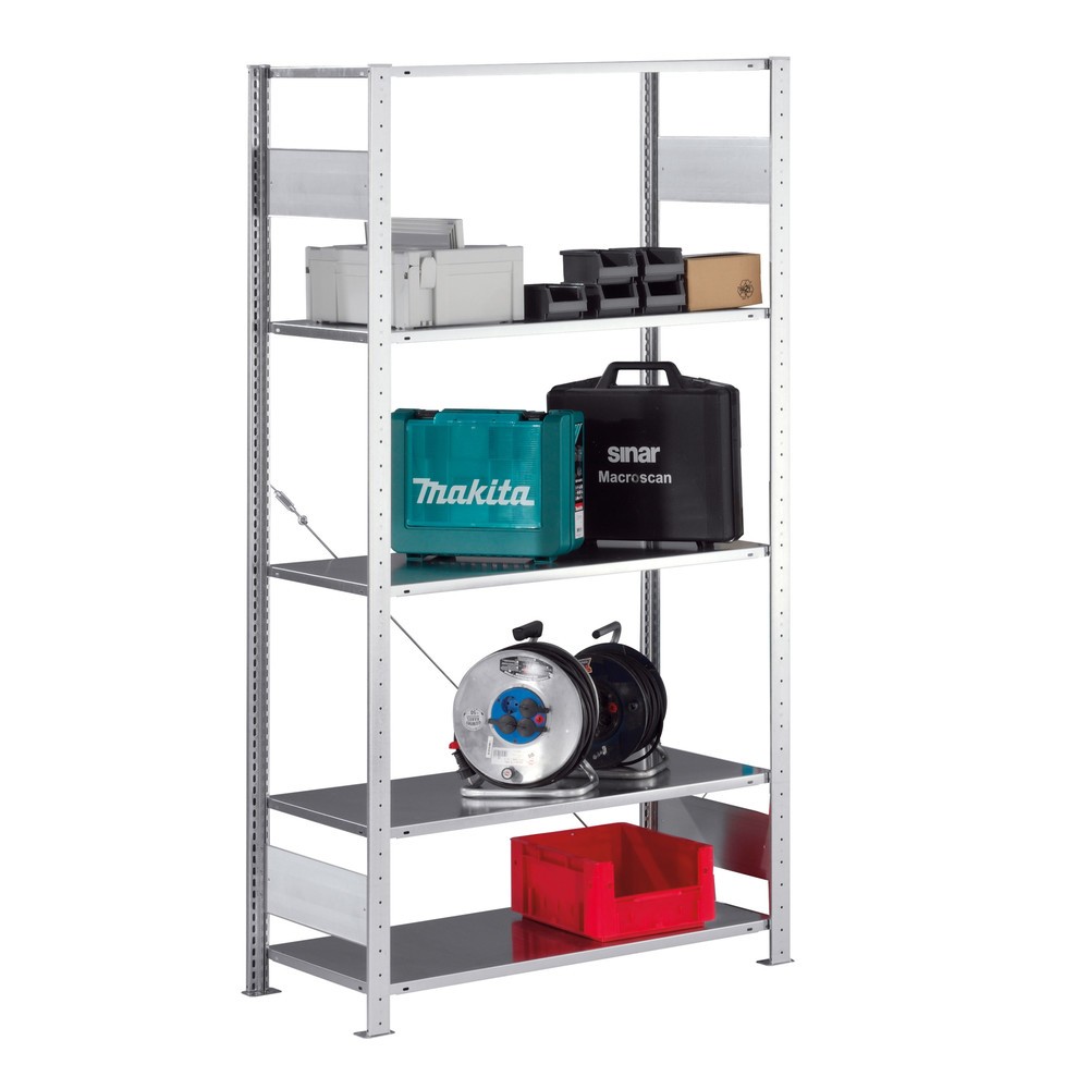 Product image: META shelf rack, boltless, BU, SL 80 kg, galvanised, HxWxD 2,000 x 1,000 x 300 mm