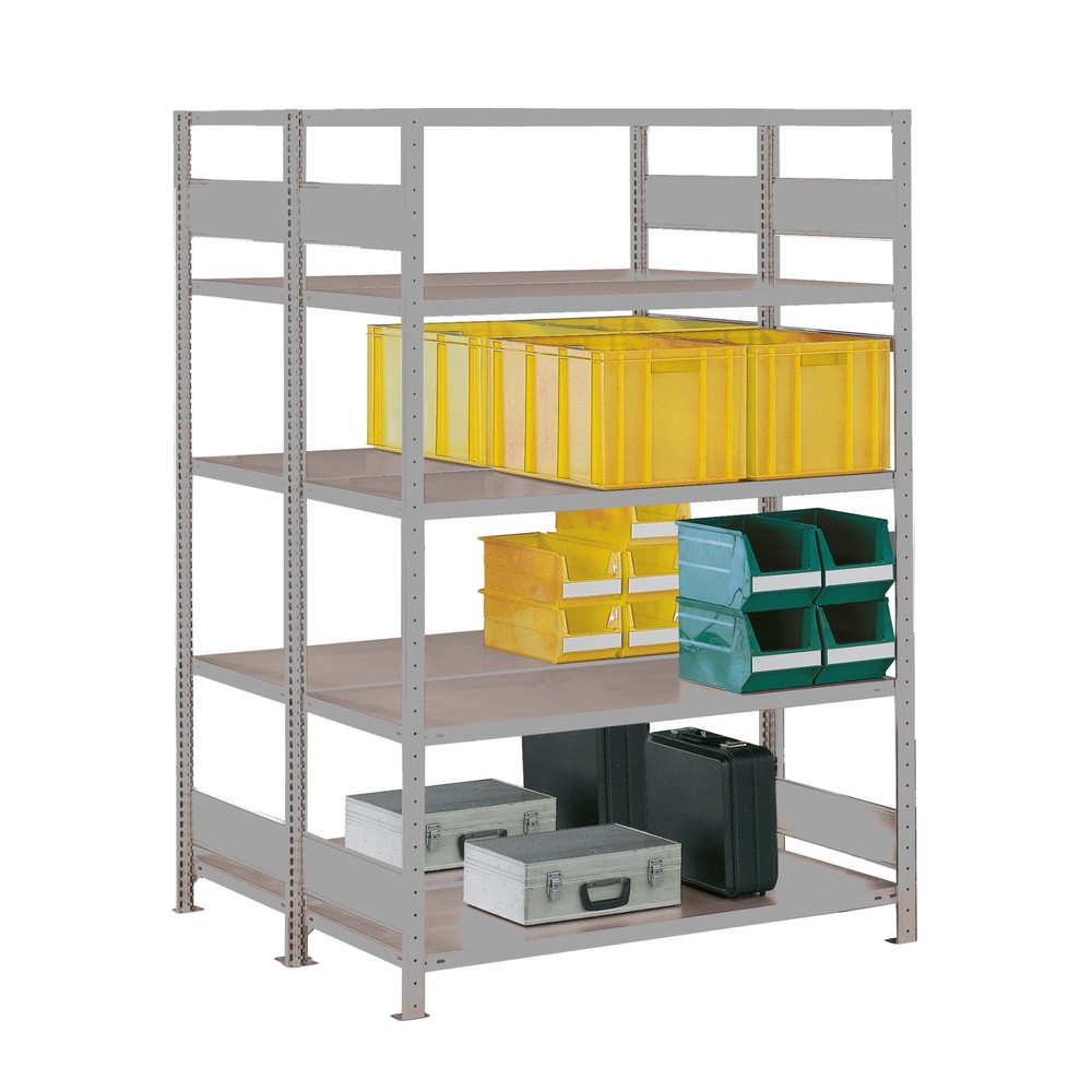 Product image: META wide-span rack, double-row, BU, light grey, HxWxD 2,000 x 1,300 x 600 mm