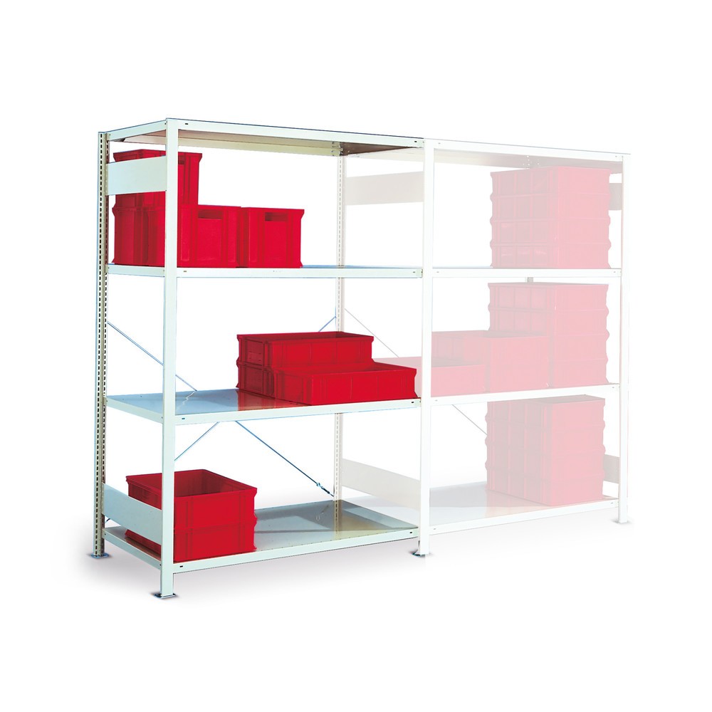 Product image: META wide-span rack, single-row, AU, light grey, HxWxD 2,000 x 1,300 x 300 mm