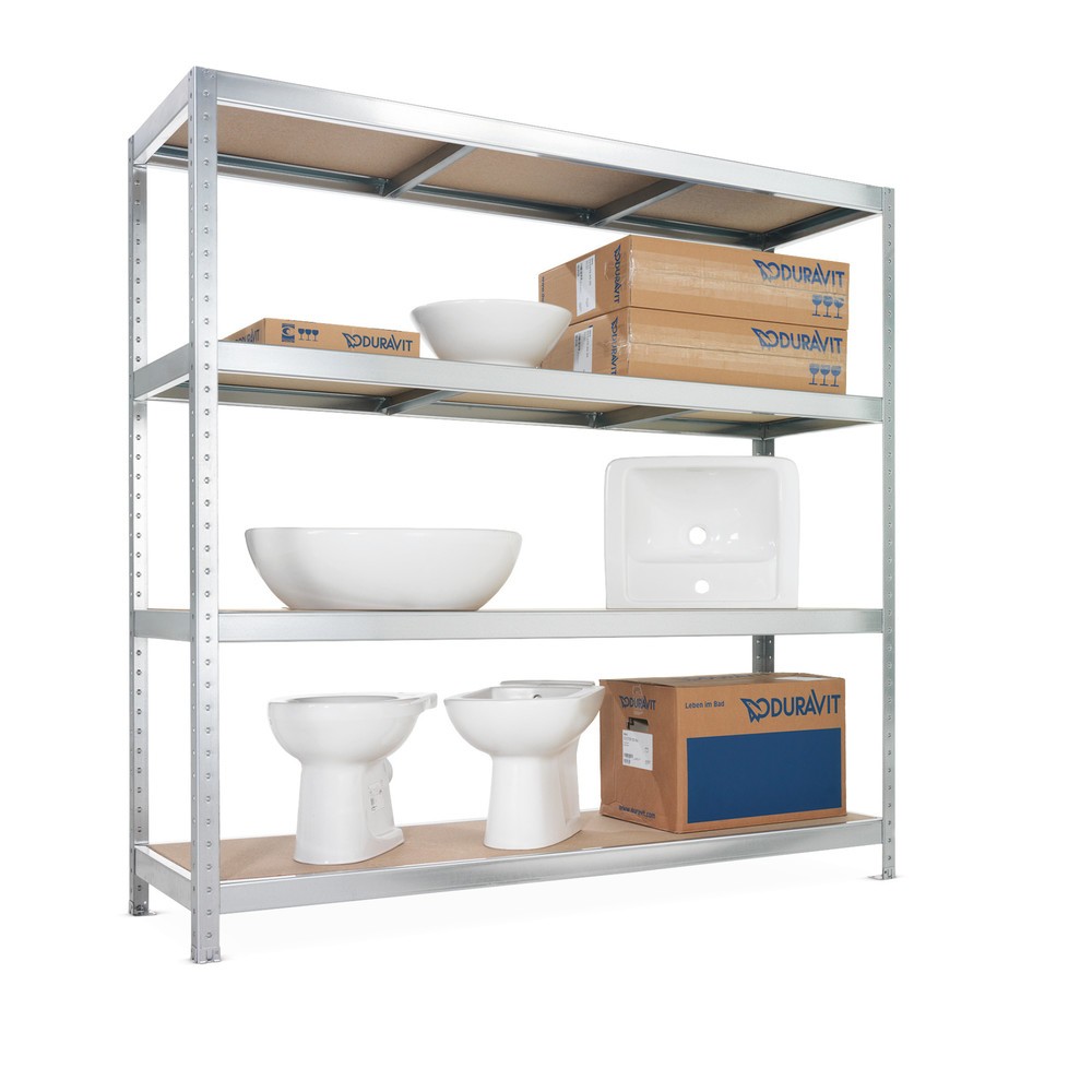 Product image: META wide-span rack, with chipboard, SL 500 kg, HxWxD 1,970 x 1,700 x 400 mm