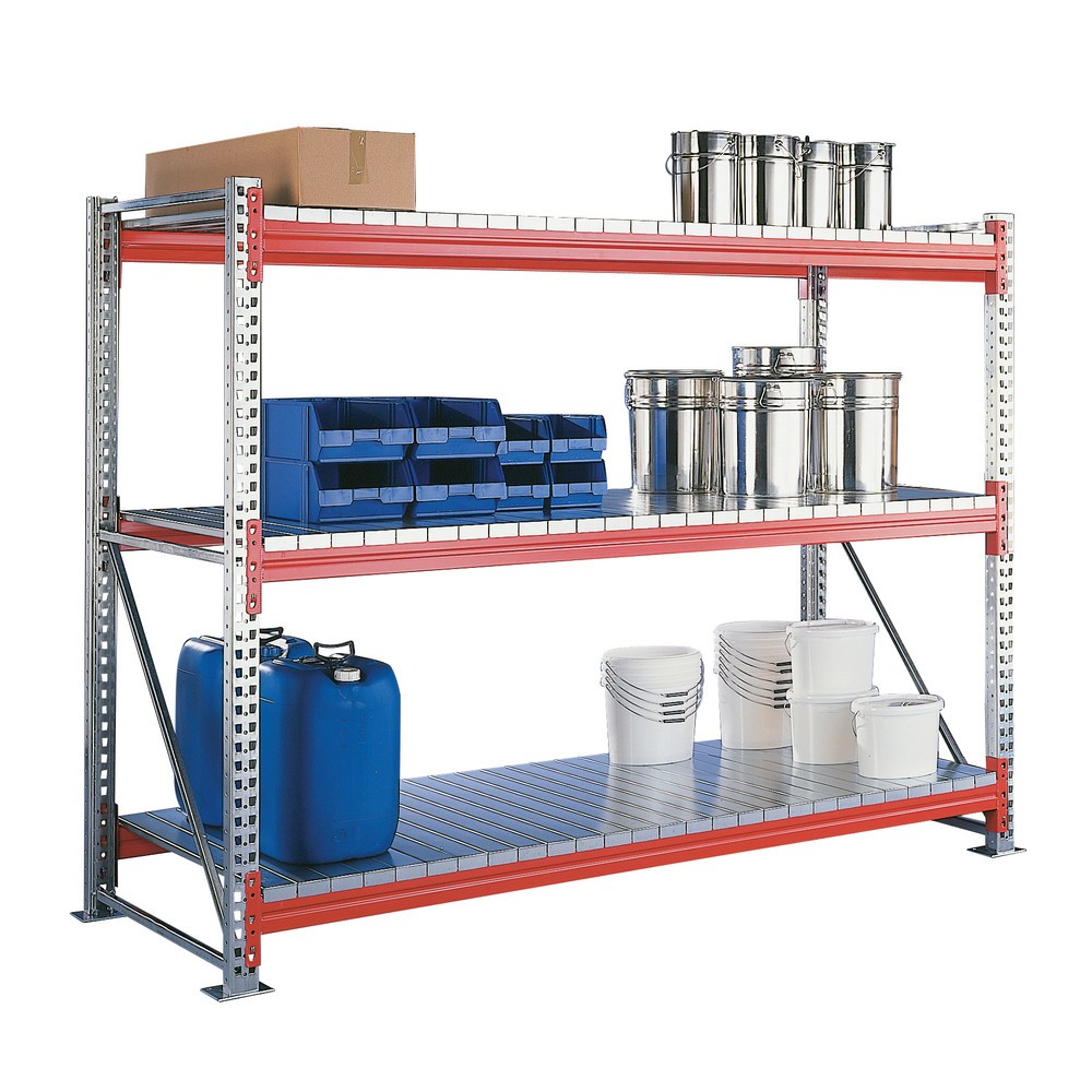 Produktabbildung Nr. 2: META wide-span rack, with steel panels, BU, galvanised/red orange, HxWxD 2,200 x 1,825 x 800 mm