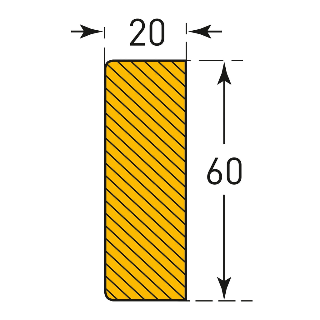 MORAVIA impact protector for surfaces, rectangular, self-adhesive, HxW 60 x 20 mm, length 1 m Product image no. 4: MORAVIA impact protector for surfaces, rectangular, self-adhesive, HxW 60 x 20 mm, length 1 m