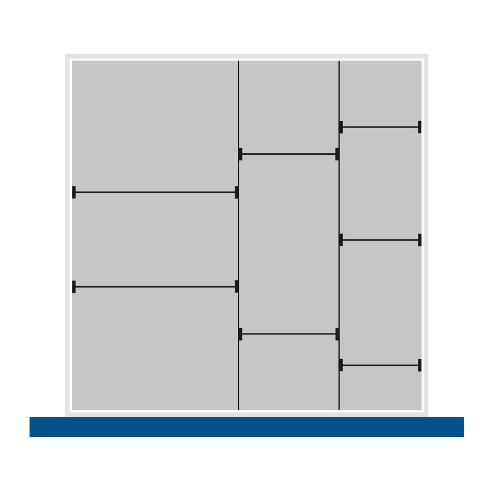 Product image: Partitions and walls for bott cubio drawer cabinet, 2 partitions, front height 100 / 125 mm
