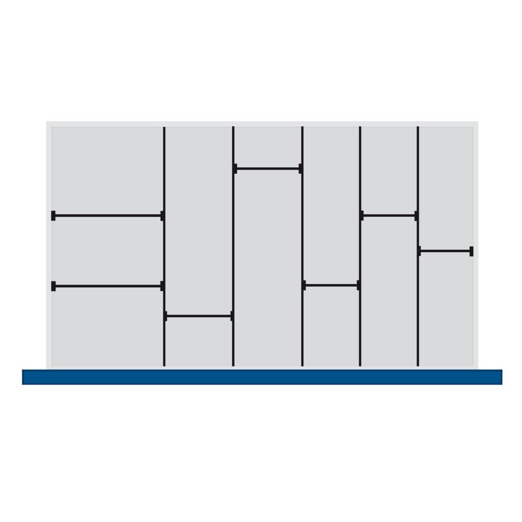 Partitions and walls for bott cubio drawer cabinet, 5 partitions, front height 100 / 125 mm Product image: Partitions and walls for bott cubio drawer cabinet, 5 partitions, front height 100 / 125 mm