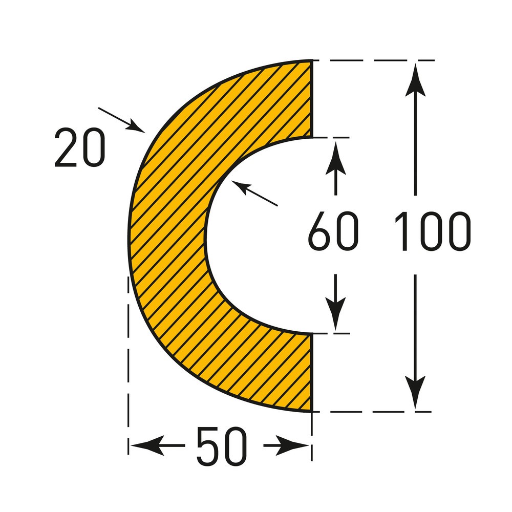Produktabbildung Nr. 3: MORAVIA impact protector for pipes, semicircular, magnetic, inner diameter 60 mm, length 1 m