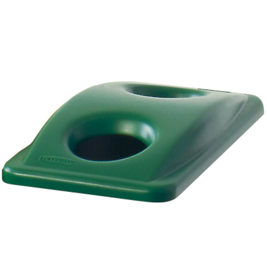 Plastic lid for Rubbermaid® Slim Jim® recycling container, 60 and 87 litres, with deposit hole, green Product image: Plastic lid for Rubbermaid® Slim Jim® recycling container, 60 and 87 litres, with deposit hole, green