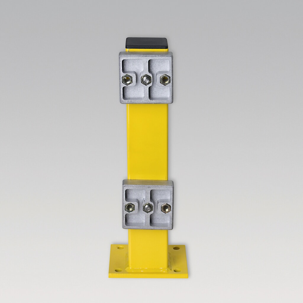Product image: Post for C-profile barrier boards, outdoor use, height 465 mm, yellow
