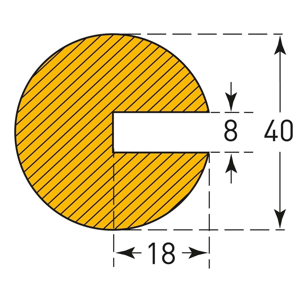 MORAVIA impact protector for edges, circular, slip-on, HxW 40 x 40 mm, length 1 m Product image no. 2: MORAVIA impact protector for edges, circular, slip-on, HxW 40 x 40 mm, length 1 m