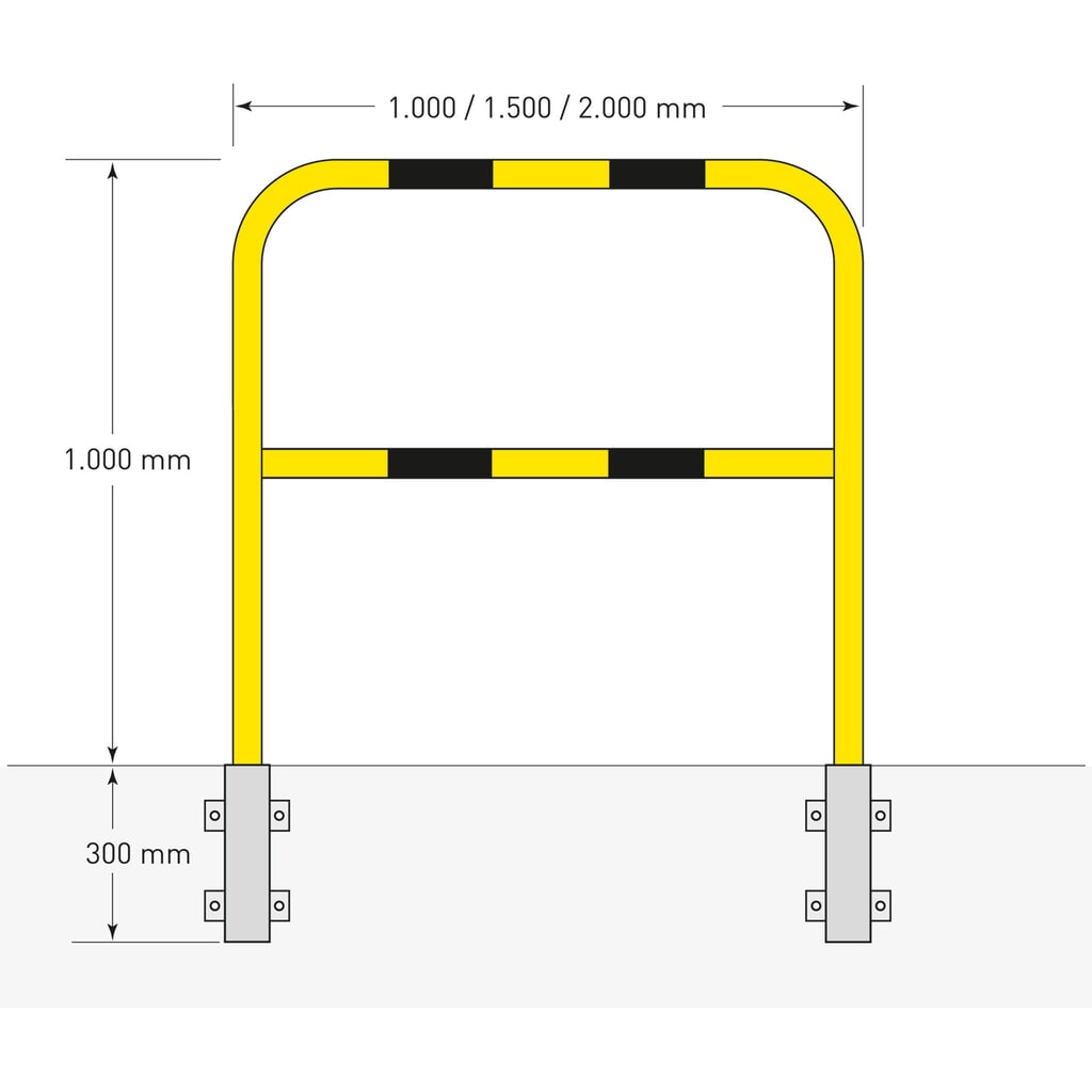 Protection bar, indoor, lateral attachment, to remove, HxW 1,300 x 1,000 mm Product image no. 5: Protection bar, indoor, lateral attachment, to remove, HxW 1,300 x 1,000 mm