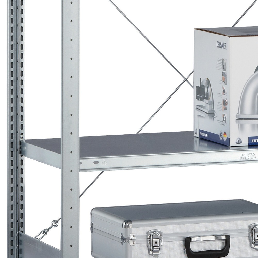 Product image: Shelf for META shelf rack, bolted, SL 100 kg, galvanised, WxD 1,000 x 300 mm