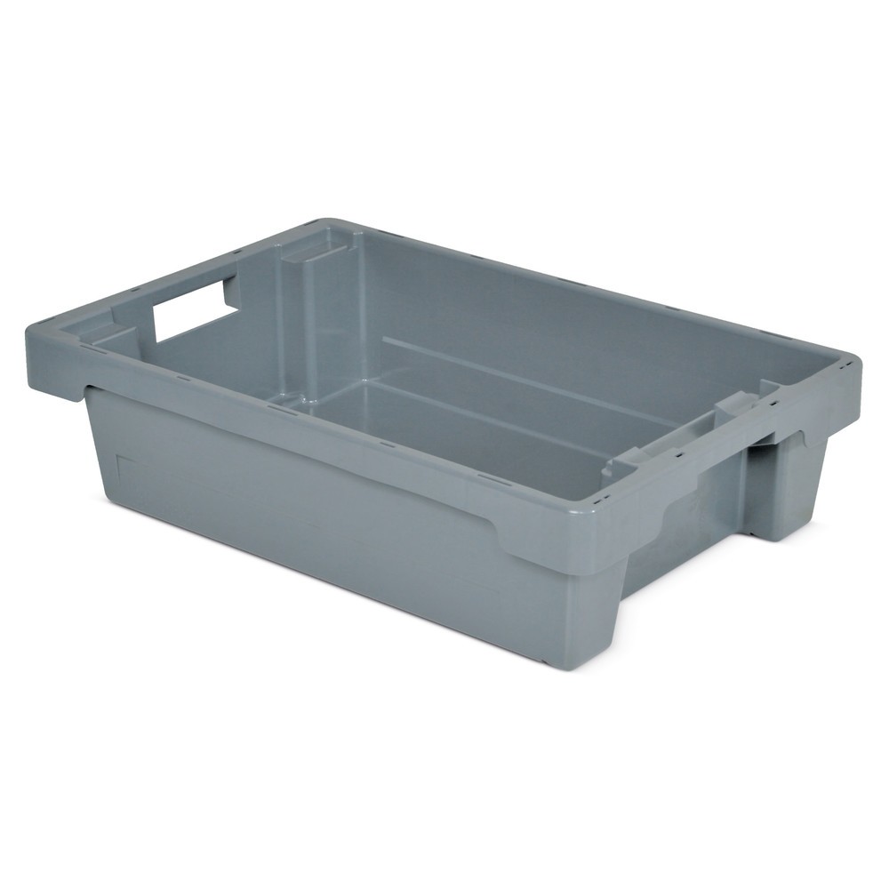 Stacking and nesting container, closed side walls and base, 25 litres, grey Product image: Stacking and nesting container, closed side walls and base, 25 litres, grey