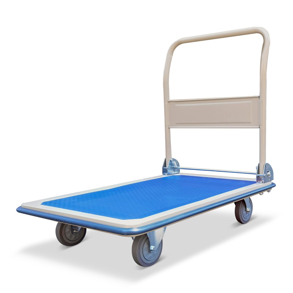 Product image: steel plate Folding Platform Trolley 300kg WxD 610 x 910mm