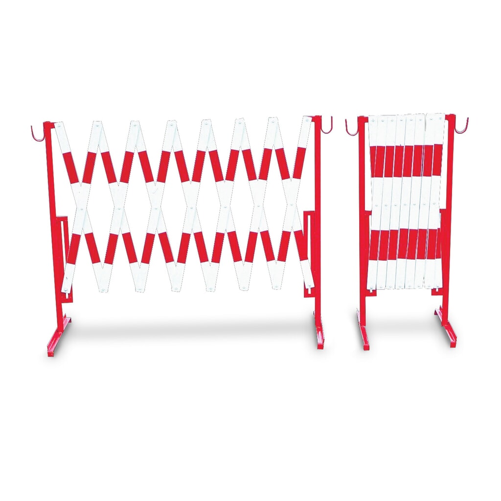 Steel scissor fence, red/white Product image: Steel scissor fence, red/white
