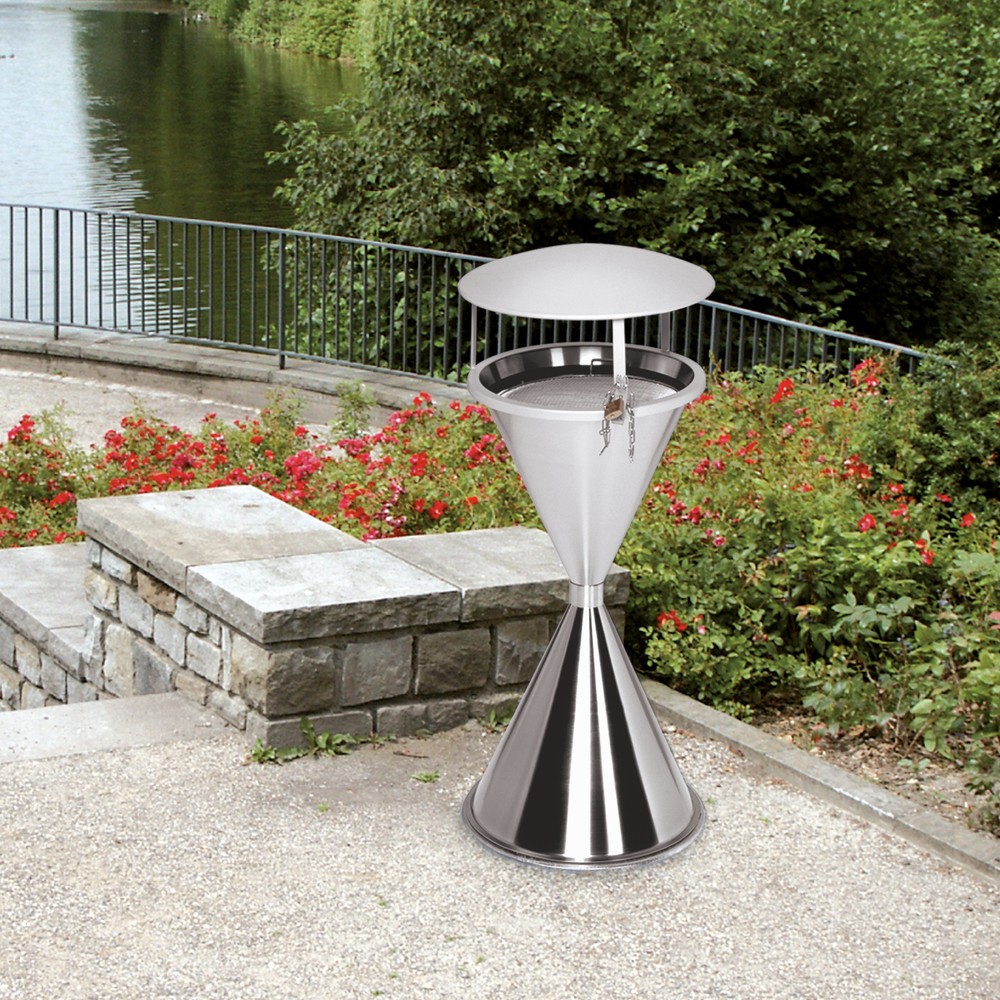 Produktabbildung Nr. 2: VAR® pedestal ashtray, stainless steel, with roof, incl. assembly materials