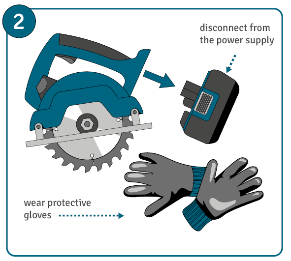 Wear protective gear and disconnect saw from power source when sharpening saws