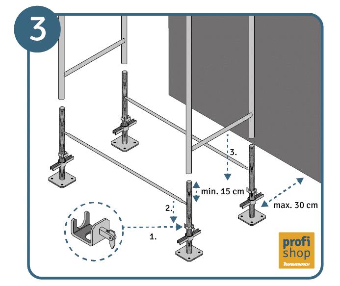 steiger opbouwen, stap 3: frame opbouwen