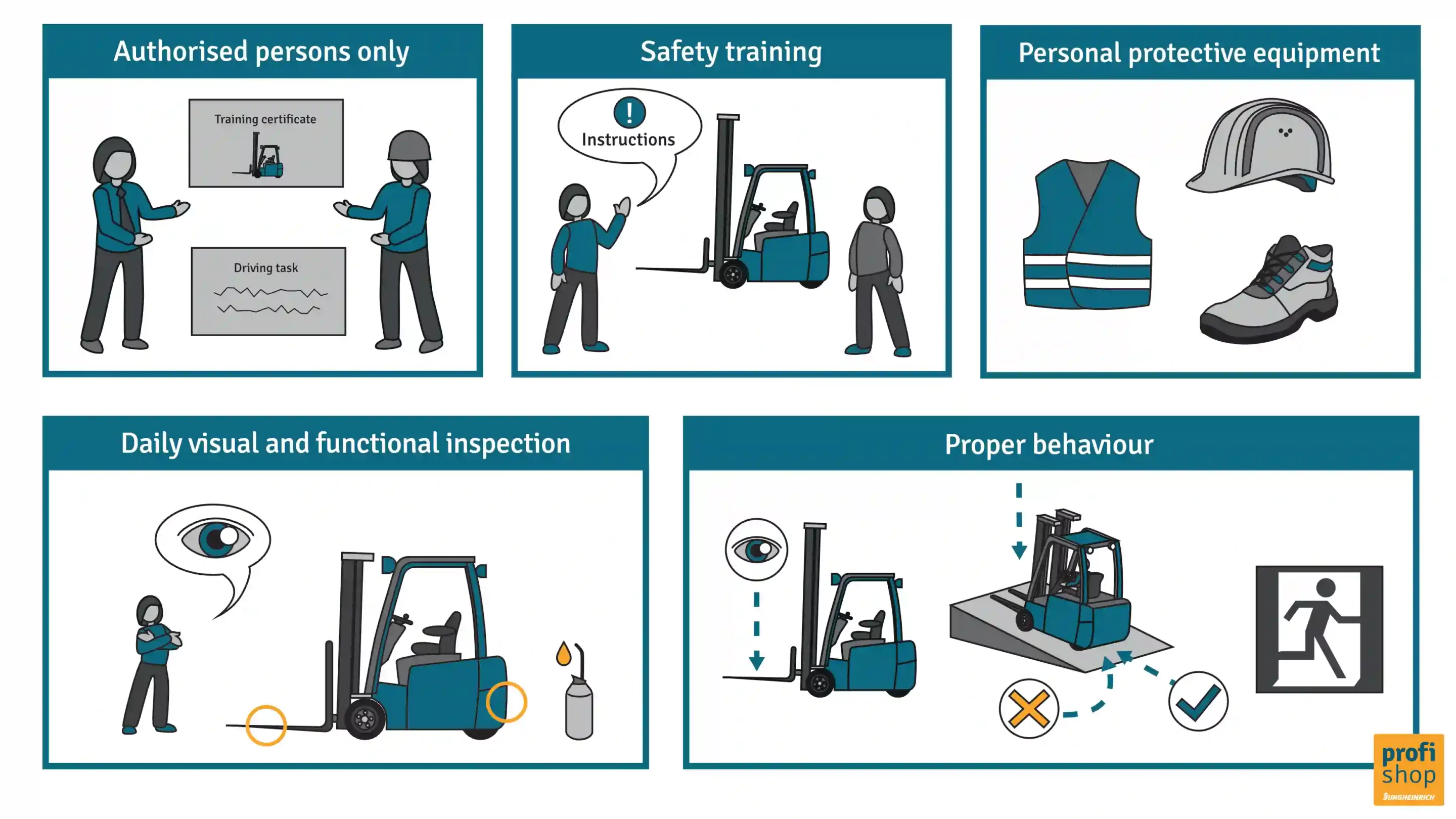 The necessary safety measures for driving a forklift at a glance